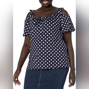 🛍️ STAR VIXEN - Plus-Size Cold-Shoulder Peasant Top